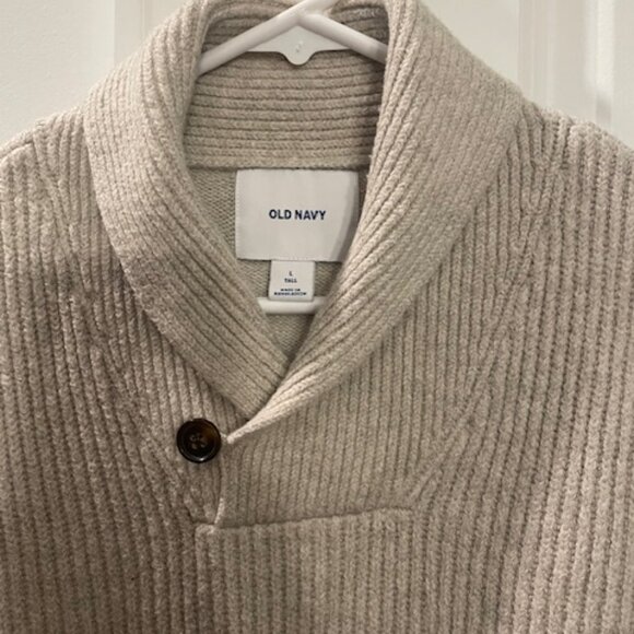 OLD NAVY, BUTTON NECK, COLLARED, SWEATER, LARGE **TALL**, BEIGE - Picture 2 of 4